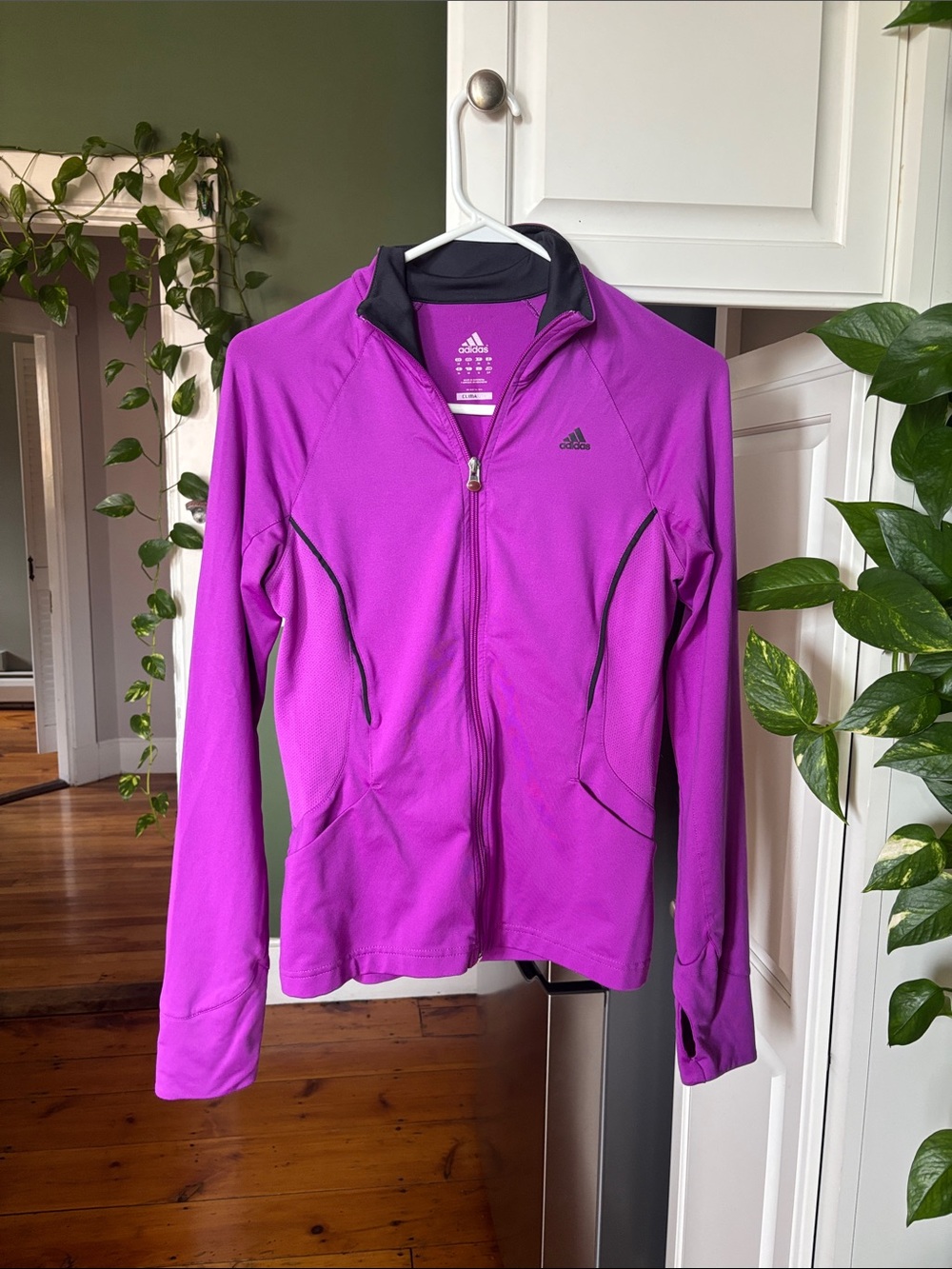 adidas Women’s Vibrant Purple Full-Zip Top with Black Trim